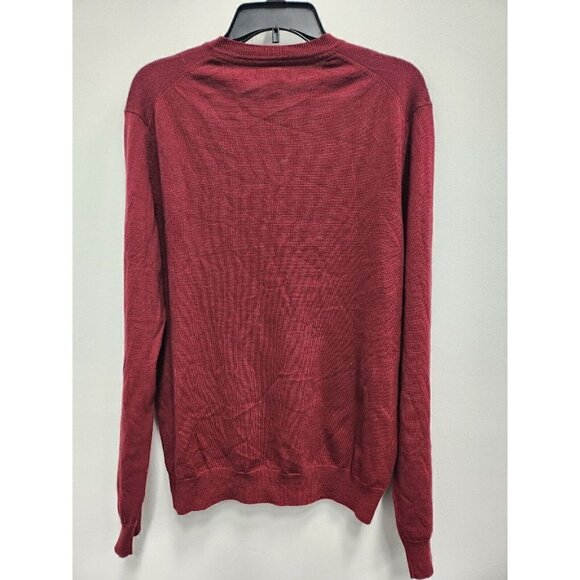 Joseph & Lyman Mens 100% Merino Wool Sweater Size Large Maroon V-Neck Pullover - Picture 5 of 7